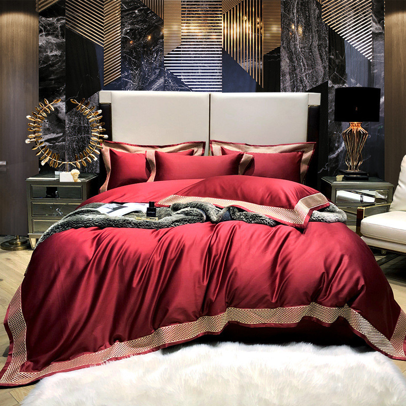 6s轻奢140s双股匹马简约全棉棉四件套纯色被套床单床上用品