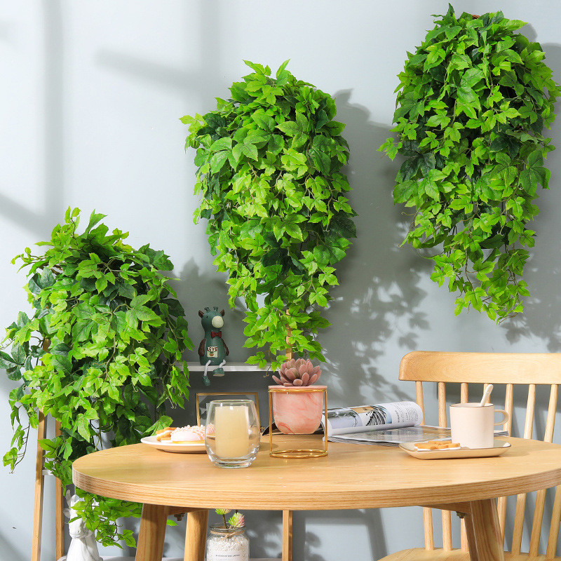 新款仿真枫叶壁挂秋红色墙上藤蔓婚庆装饰藤条爬墙虎绿植把束