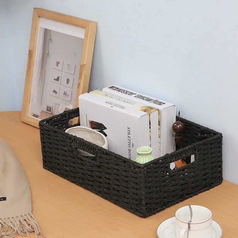 86m0草编杂物篮牛津布编织收纳盒桌面长方形篮门口的钥匙放收纳筐,收纳整理,收纳箱,淘宝优惠券,粉丝福利购,淘宝优惠卷