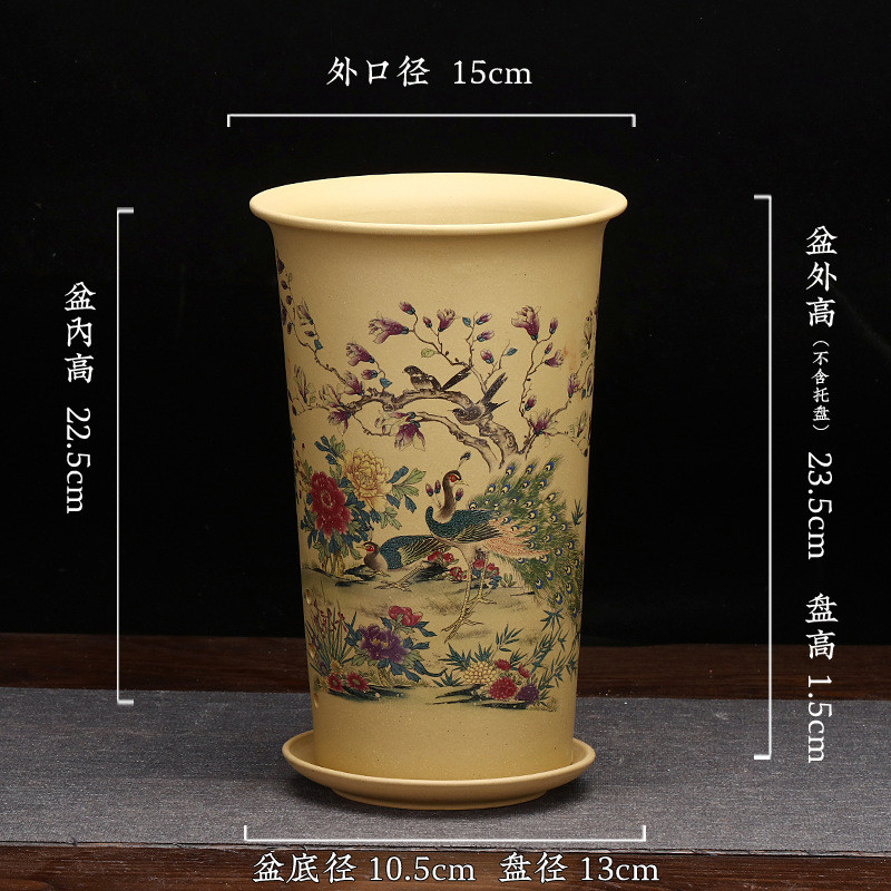 批发紫砂兰花盆贴花不掉色精品高盆君子兰绿萝建兰客厅盆景盆宜兴