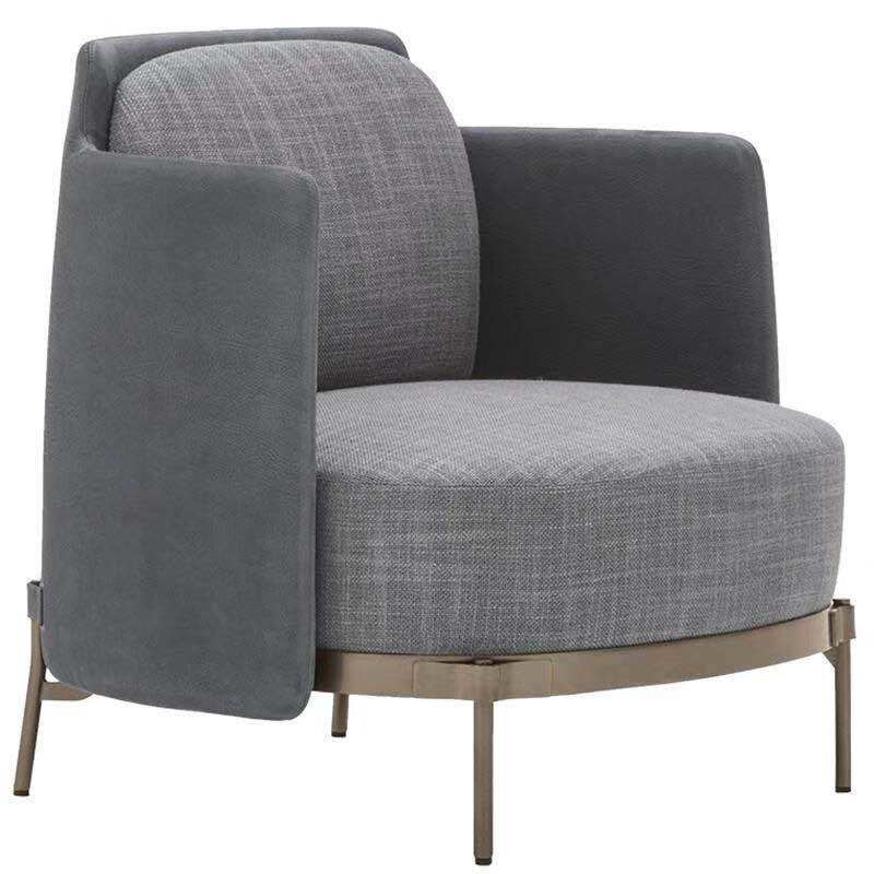 北欧懒人椅轻奢单人双人位沙发靠椅简约不锈钢金属脚休闲椅后现代