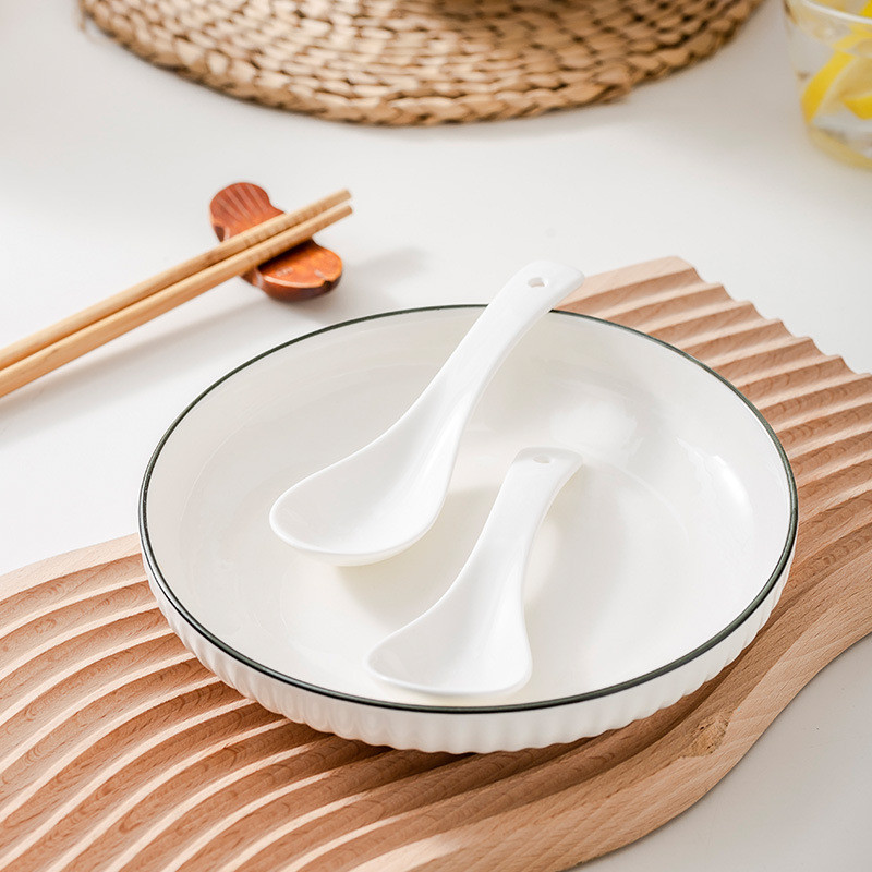 x1aw竹木本记陶瓷餐具碗碟10头套汤碗家用碗盘筷勺组合米饭碗装