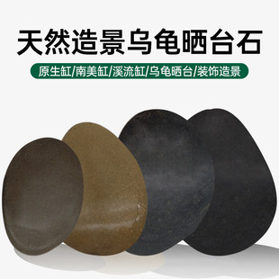 乌龟晒背石头天然晒台龟缸爬台扁平石深水龟造景溪流石垫脚石躲避
