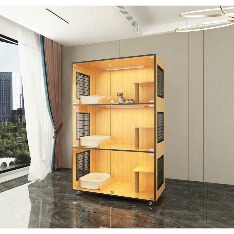 实木猫笼子别墅柜子猫窝猫舍猫房玻璃展示柜子育雏保暖保温柜箱笼