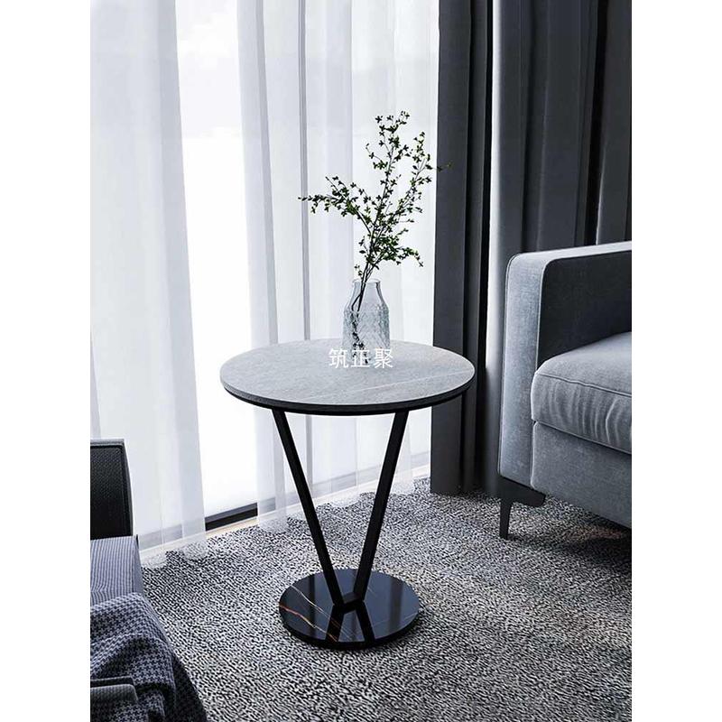 z苎1岩板轻奢边几小圆桌角几沙发旁边客厅阳台大理石北欧茶几