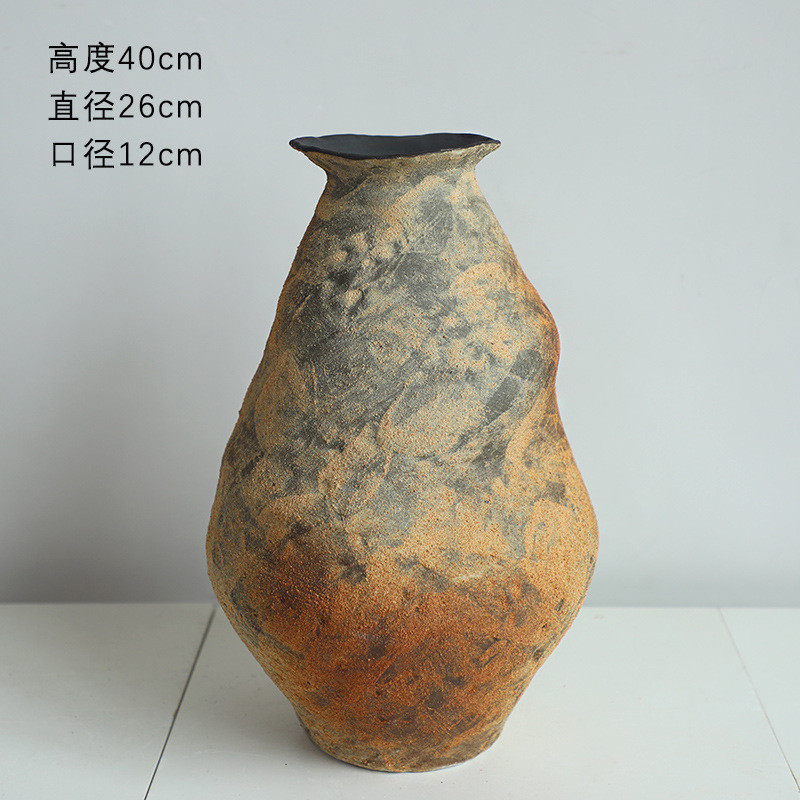 景德镇陶瓷花瓶摆件客厅插花新中式餐桌寂风侘小花器姑复古粗陶罐