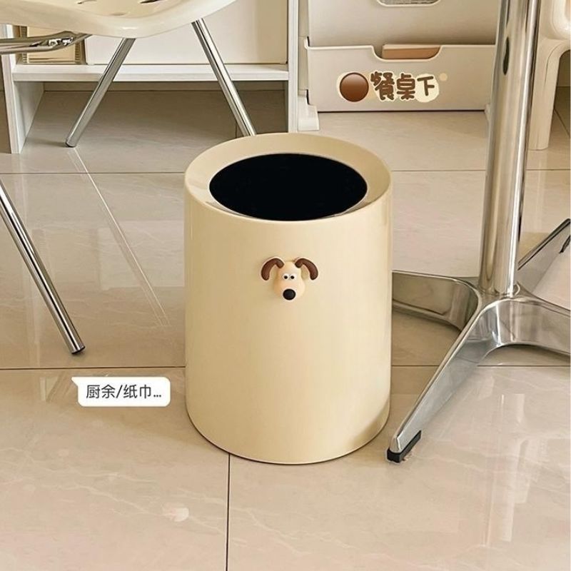 奶油风小狗垃圾桶ins风高颜值家用轻奢精致高级简约双层无盖纸篓