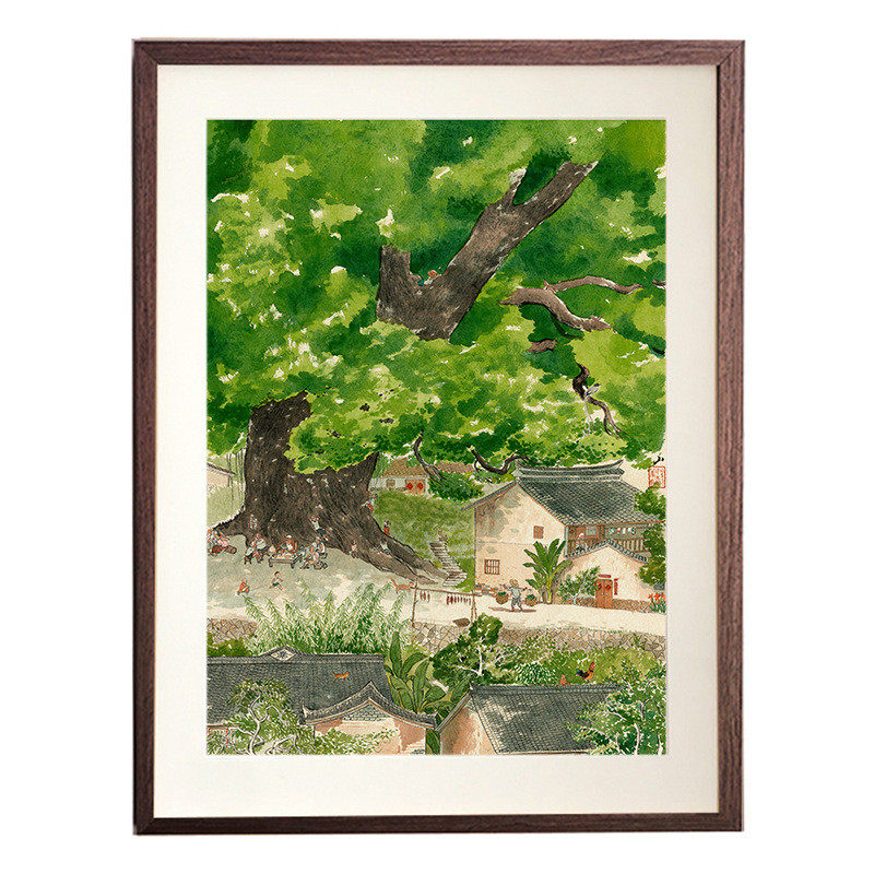 rp4t画桃花源记新中式水墨画客厅装饰画玄关挂画竖批发皇小小