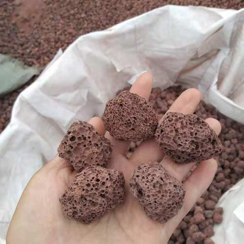 热销造景多孔火山石 园艺黑色山石颗粒 用火 红色 火山岩 量大从