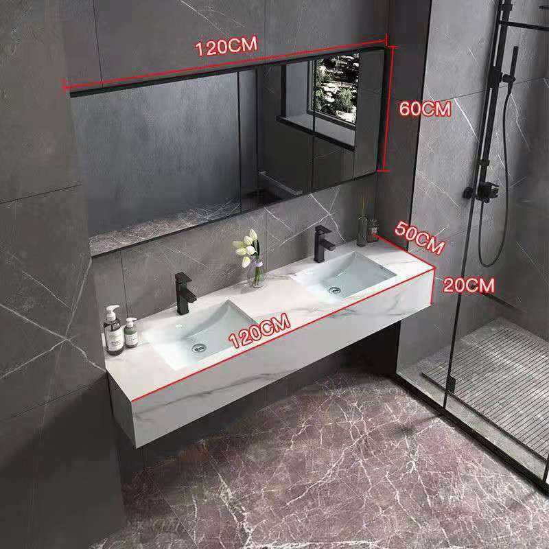 套装可定做大理石双盆浴室柜现代简约公共卫生间洗手台盆柜组合