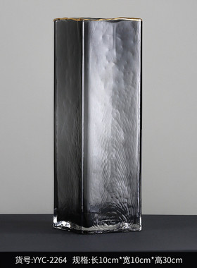 bestwest北欧直筒方口轻奢水培家居玻璃花瓶透明高档软装饰品