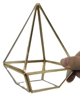 18004c包邮工厂金色铜条几何微景观多肉玻璃批发几何玻璃花房零售