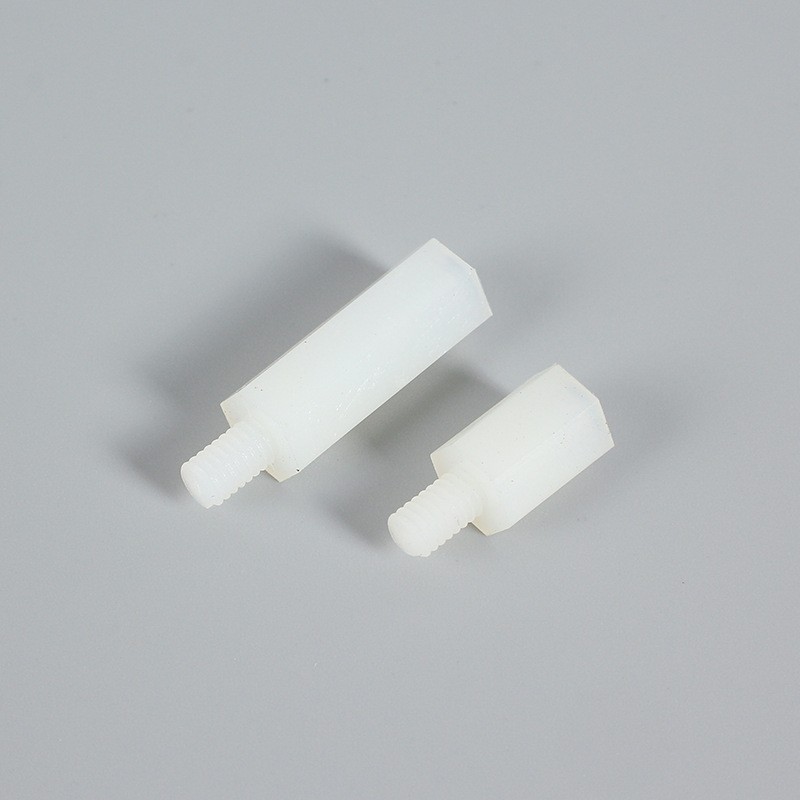 m2单头尼龙六角柱白色塑料间隔柱支撑柱支撑绝缘柱尼龙柱隔离柱