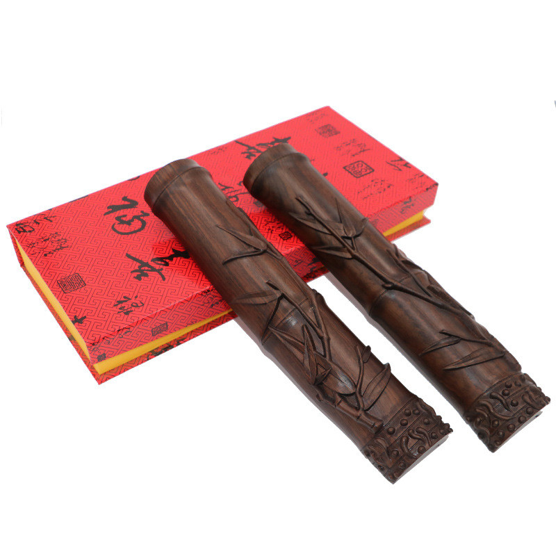 黑檀木竹节半圆镇尺文房用品厂家压书镇红木可定制礼品实木镇纸