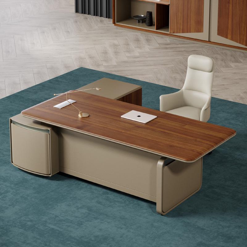 热销大班台办公室时尚总裁办公桌简约现代板桌ceo意式轻奢时尚大
