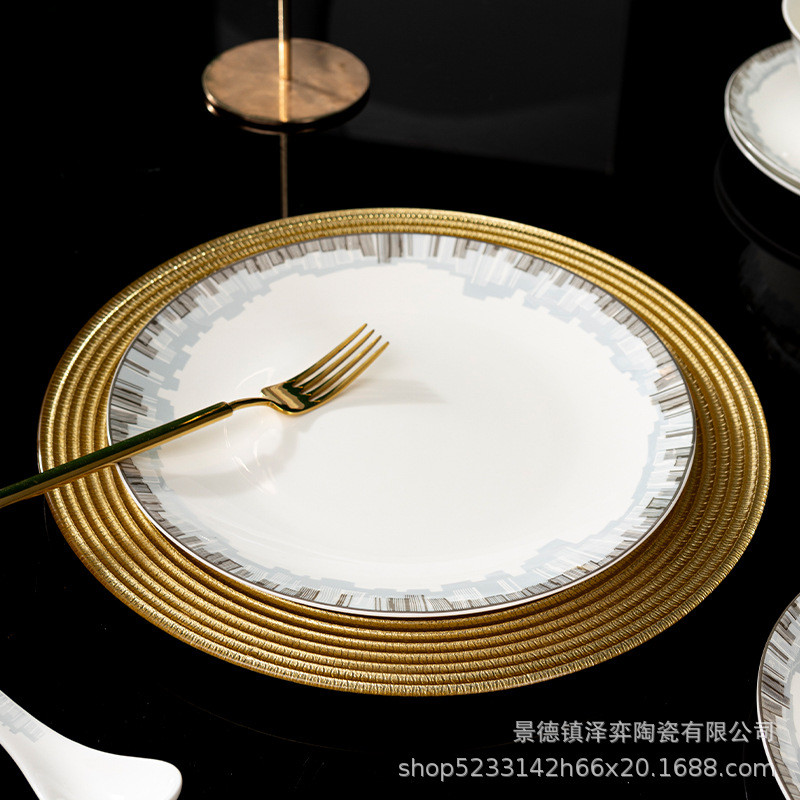 碗碟套装家用轻奢高级感碗盘筷碗具乔迁简约2024新款景德镇餐具盘