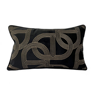 热销奢华高档黑色绒布绣花家用腰枕方形抱枕45x45cm装饰30x50cm