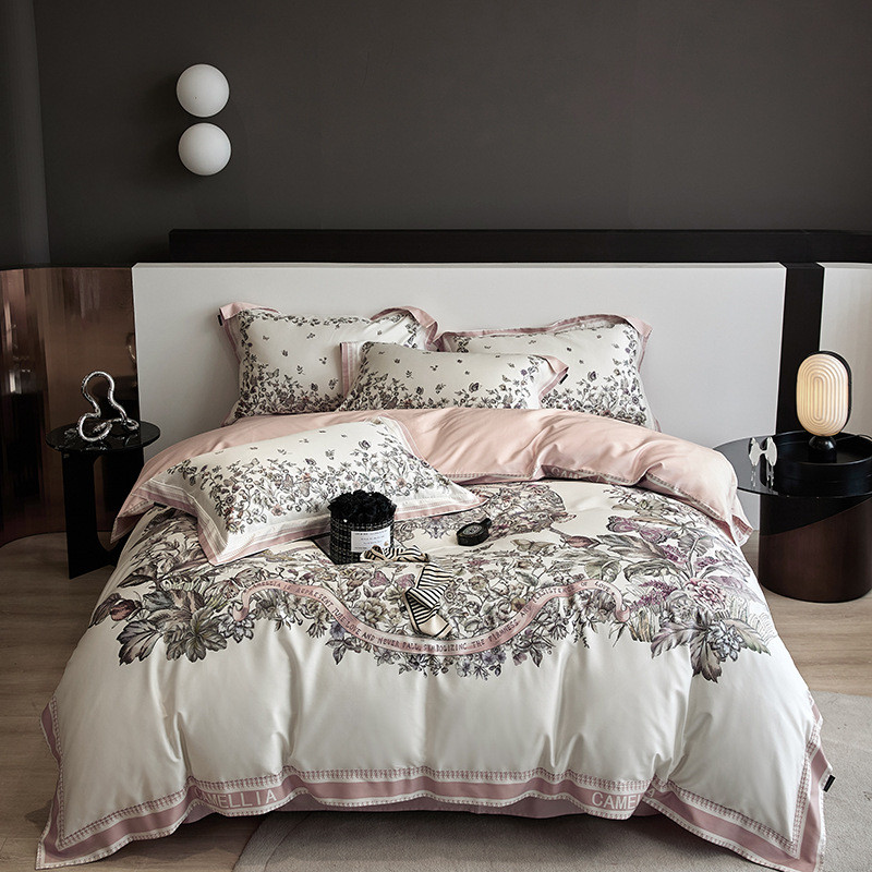 美式60s奥地利品lf兰精天丝棉轻奢莱赛尔长绒棉四件套床进口被套