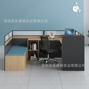 办公桌带折叠床工位屏风职员午休加班办公室家具组合1.6米L型转角