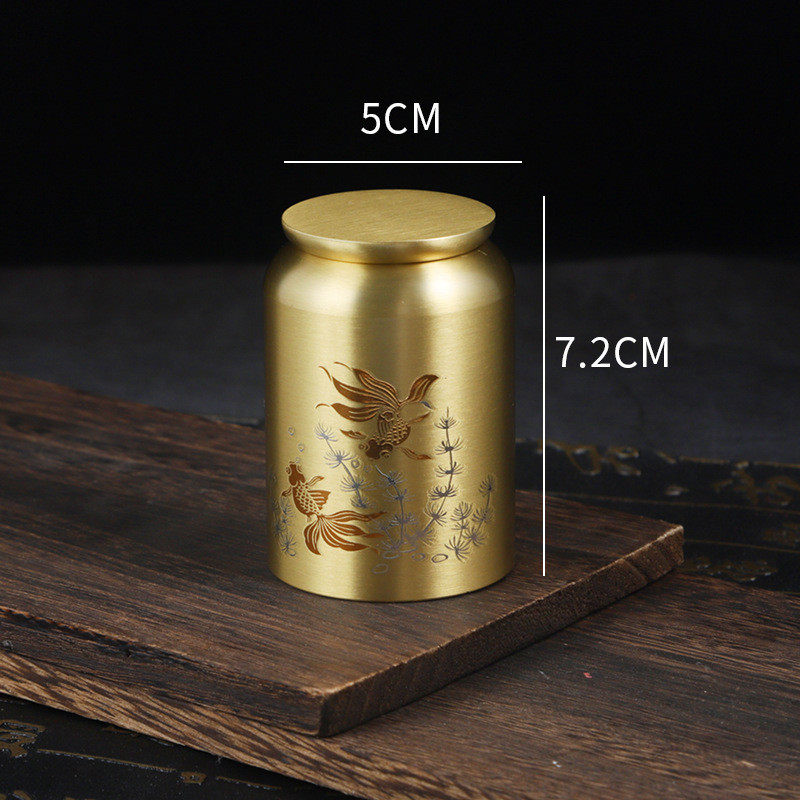 黄铜茶叶罐大号茶罐便携旅行茶具铜制茶道茶叶储存密封罐铜茶罐子
