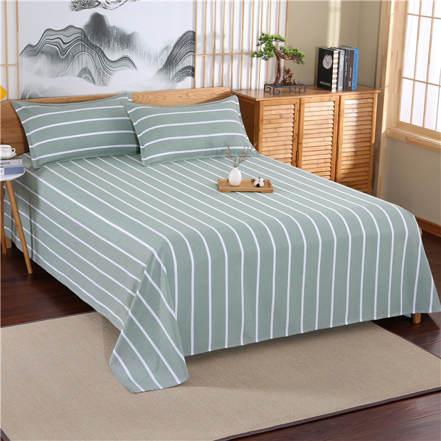 2toe睡厚裸睡床单单件单款老粗布条纹格子不褶皱老试床单三件