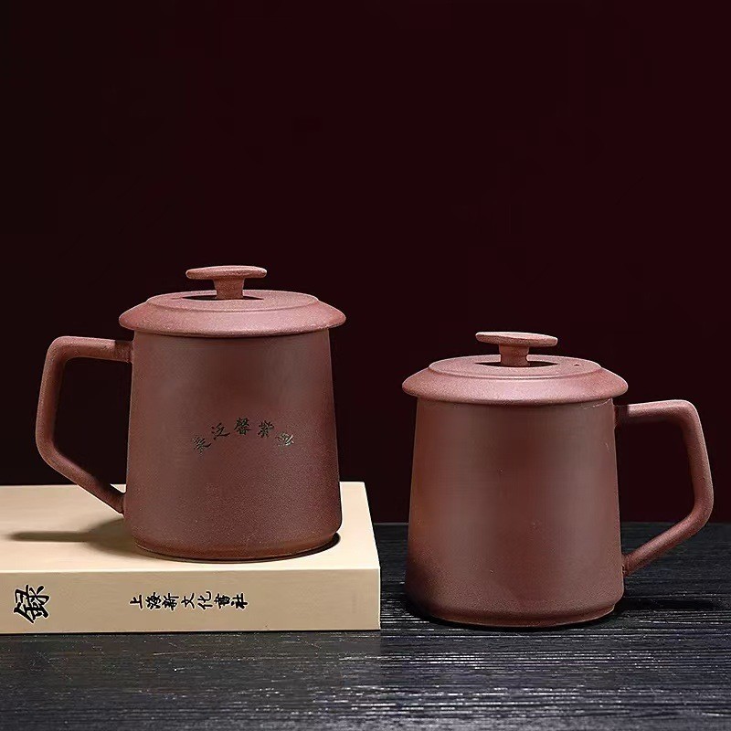 家用紫砂杯原矿无釉泡茶养身茶具专用办公杯大容量茶杯带盖杯子
