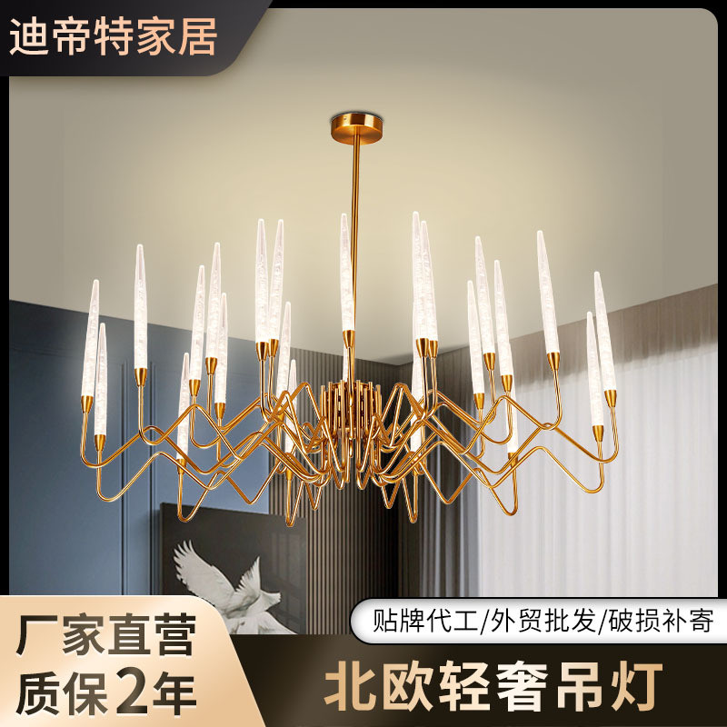 法式蜡烛餐厅灯样板房现代轻奢水晶灯客厅大灯吧台艺术书房吊灯