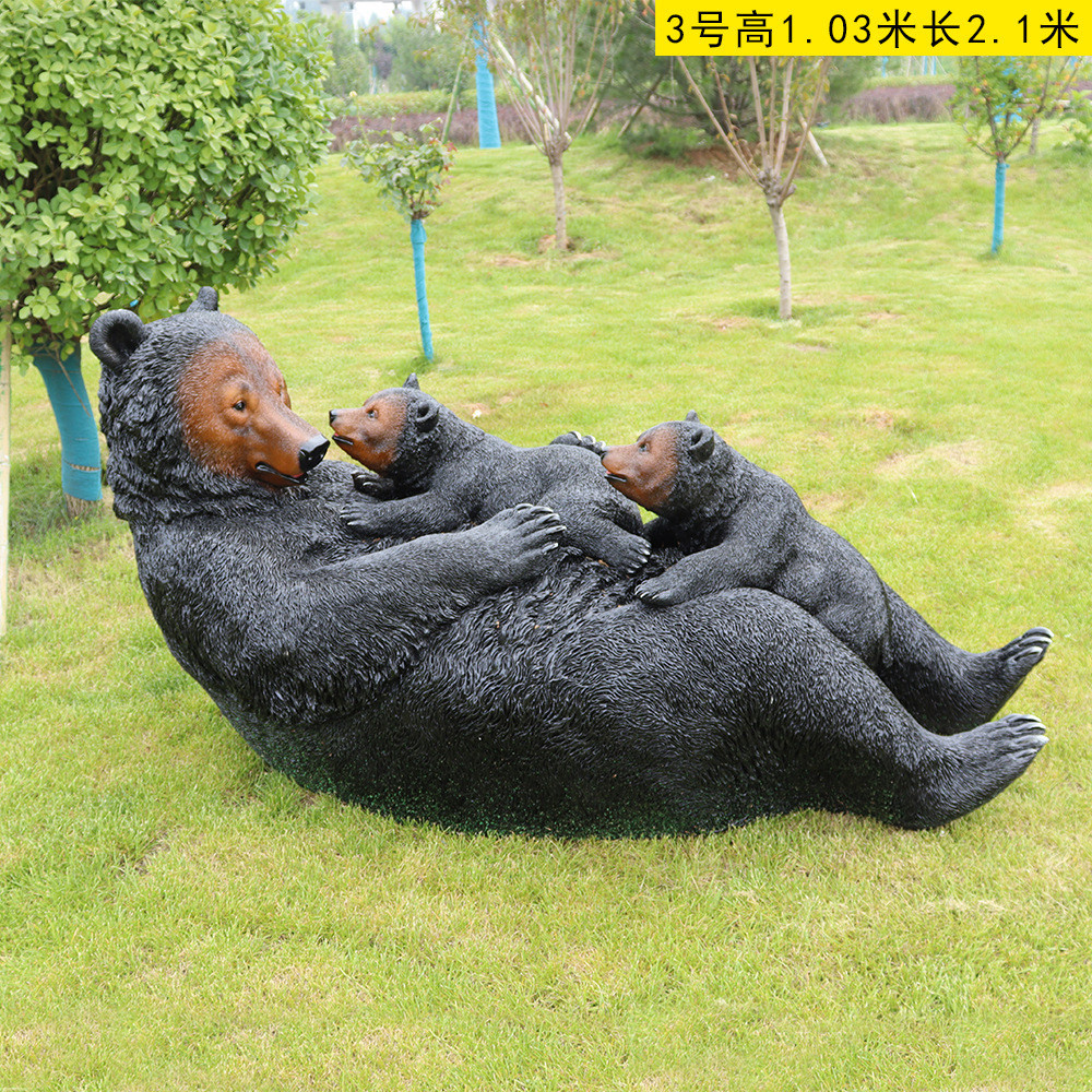 户外玻璃钢动物熊雕塑园林景观公园景区草坪摆件仿真玻璃钢熊雕塑
