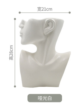 北欧风家居人脸陶瓷花盆现代简约半身陶瓷花器创意个性装饰品摆件