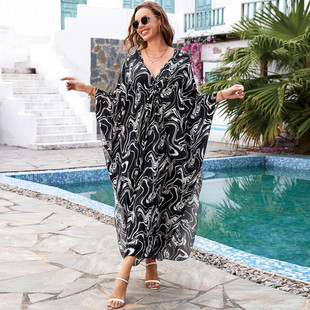 11长袍 沙滩罩衫 人棉中间编织度假色8752