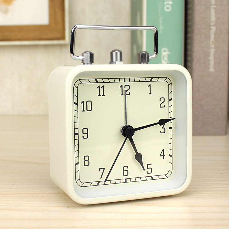 digo响高金属方形简约创意闹钟贪睡4段渐迪闹铃带夜灯时钟