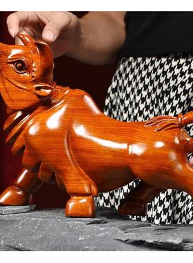 木雕摆件牛实木雕刻头动物生肖家居小客厅办公司玄关乔迁工艺礼品