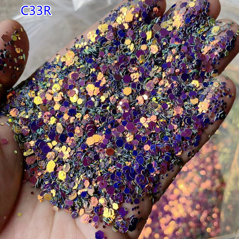 金葱粉闪粉新款亮片金光亮片美甲皮革diy材料偏光变色龙大混合