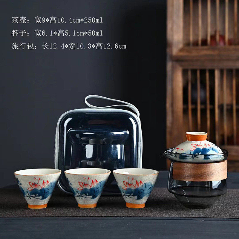 玻璃盖碗单个手抓高档壶功夫茶具防烫泡茶杯家用耐高温三才盖碗