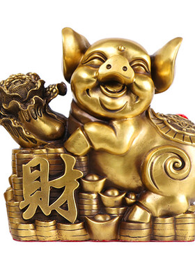 杨铜记葫芦对猪福猪铜猪猪摆件生肖猪工艺品家居对猪