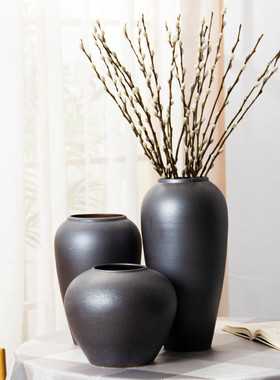 插柳简约复古欧式陶瓷花瓶家居客厅装饰品摆件餐厅水培银干花