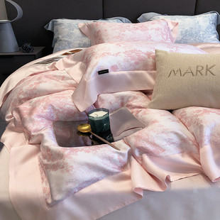 裸睡80支兰精天丝四件套双面冰丝滑被套春夏季绸缎轻奢风床上用品