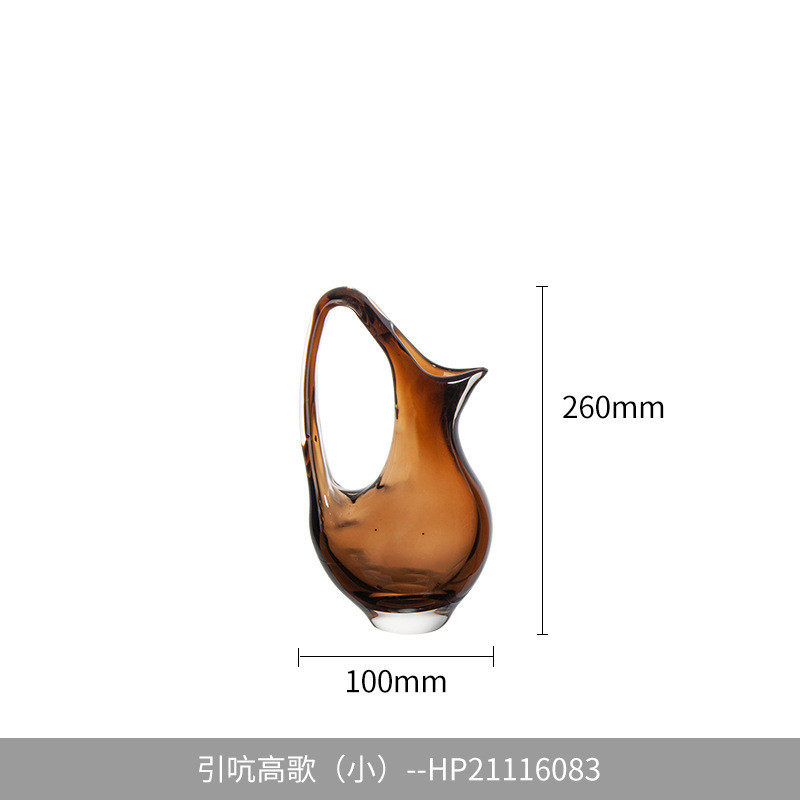 晶淳手拎玻璃壶造型花瓶插支单水培绿植精致小花瓶个性艺术感