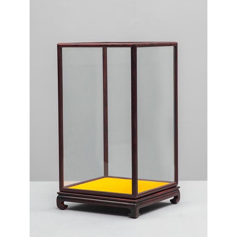 红木玻璃罩透明展示盒实木古董花瓶文玩玉石玻璃罩防尘罩