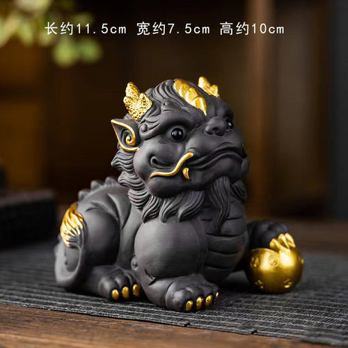 手工紫砂麒麟茶宠精品摆件茶台高档招财貔貅茶玩紫砂茶宠批发