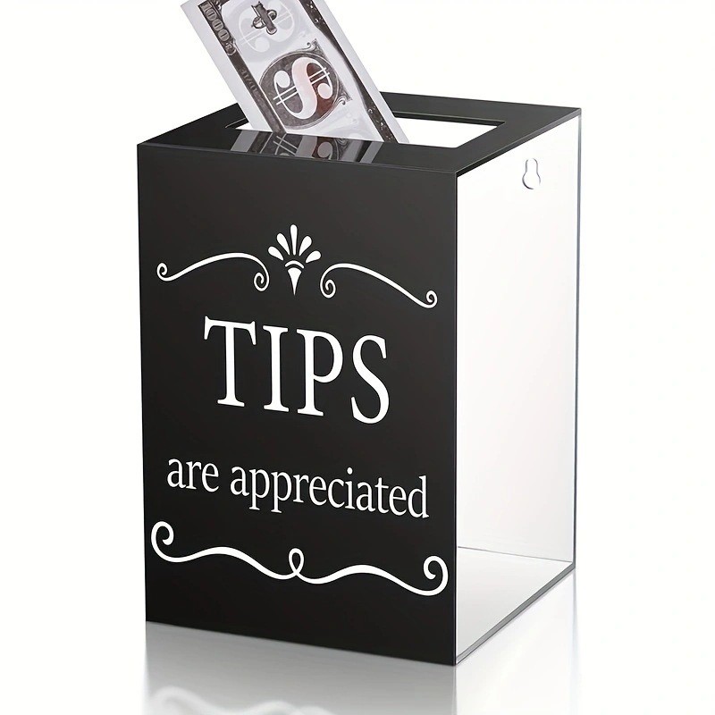 亚克力小费收纳盒带锁收纳盒酒吧餐馆小费收集盒意见箱捐款盒
