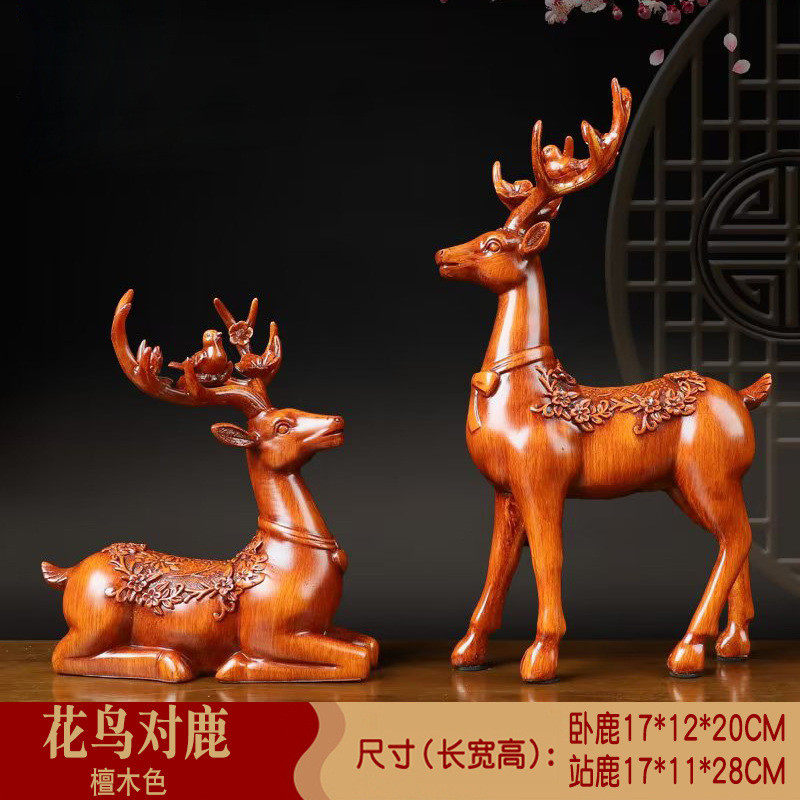 花鸟一对鹿摆件情侣站卧双鹿桌面家居装饰品景区工艺品价