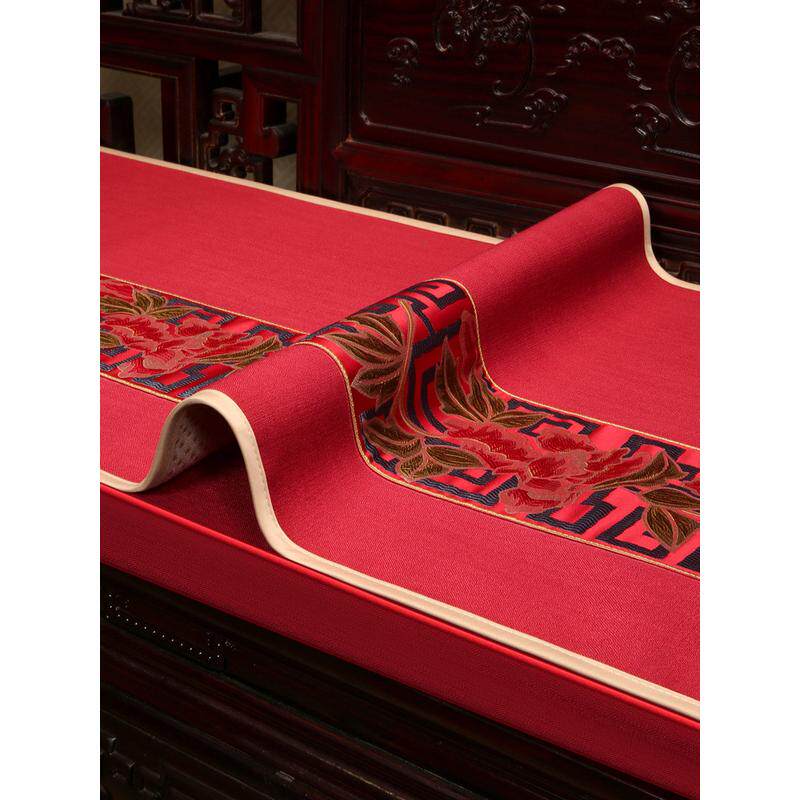 iyr7中式沙发靠背巾罩红木实木罗汉床垫子坐垫套盖布棉麻盖巾