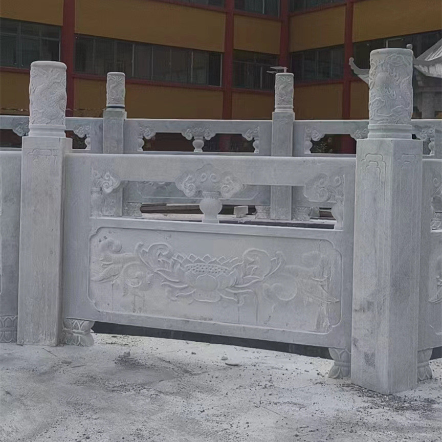 天然花岗岩石质栏杆厂家石河岸扶手栏杆仿古河道花岗岩石栏杆批发