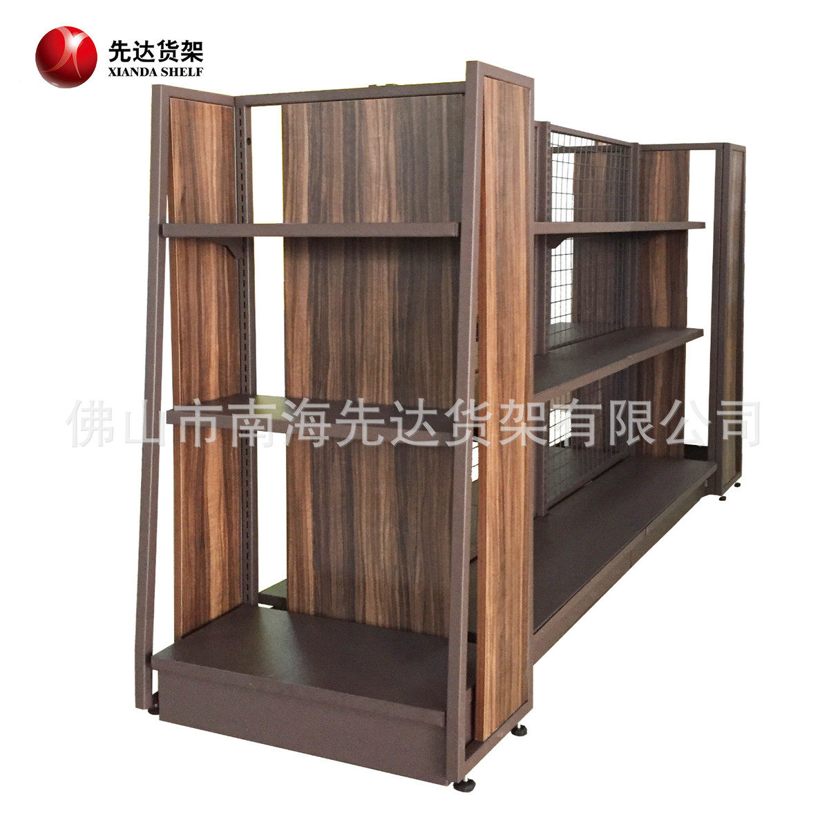 热销【工厂直销超市货架全家便利店711便利店高档钢木】