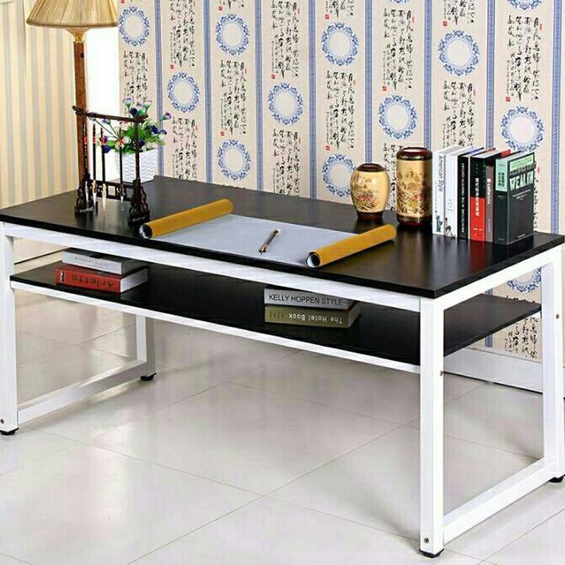 新款简约双层书法桌书画练字电脑桌画案画台桌桌长课桌员工培训桌