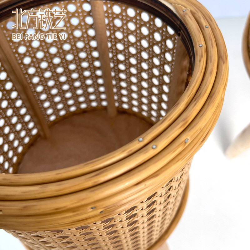 北欧定制藤编草编实木花篮置物高花架落地式客厅阳台装饰绿萝花盆