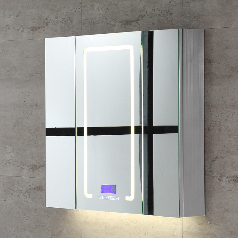 智能防雾浴室镜柜带灯挂墙式镜箱除雾不锈钢卫生间镜子带置物架柜