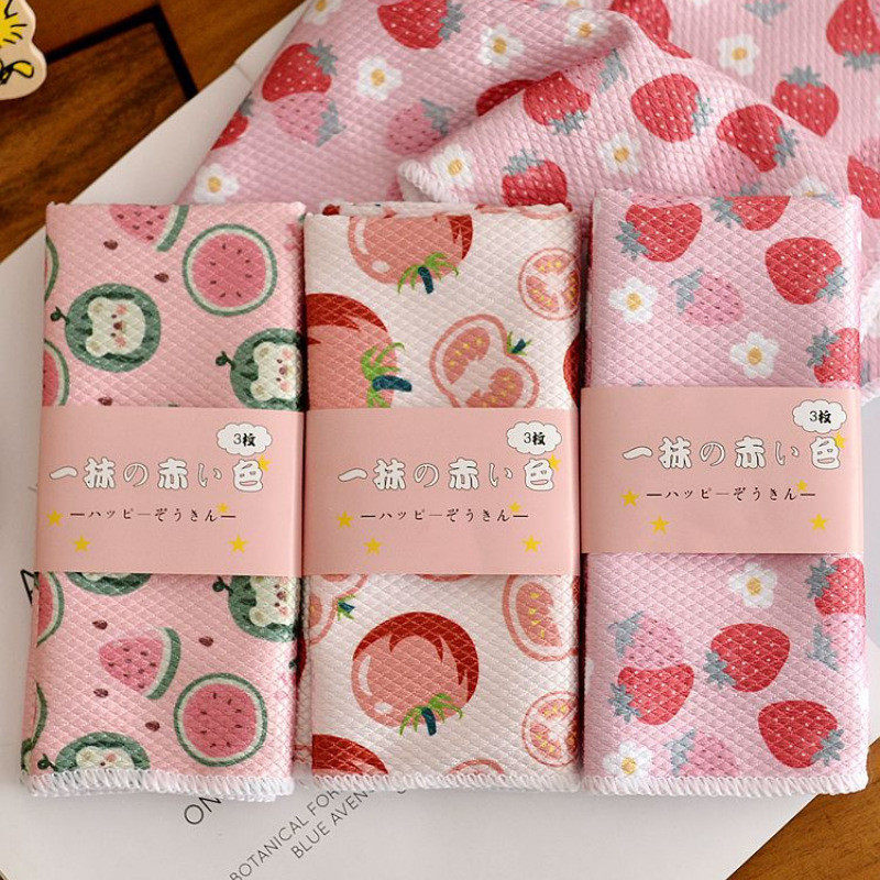 加厚印花鱼鳞抹布吸水无痕不掉毛玻璃巾草莓水果图案玻璃清洁万百,家庭/个人清洁工具,抹布,淘宝优惠券,粉丝福利购,淘宝优惠卷