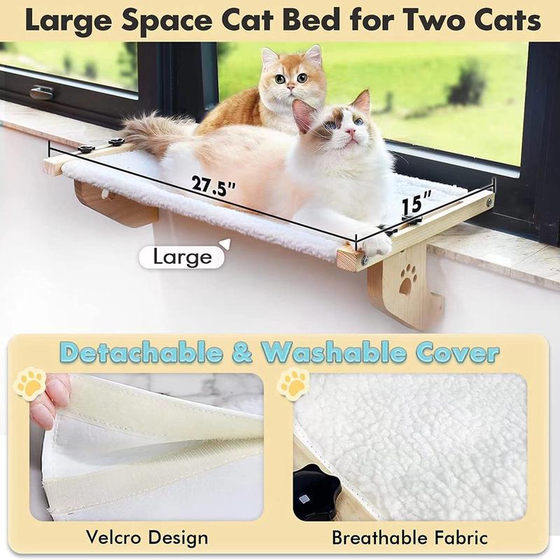 木质猫吊床阳台窗边壁挂式猫窝可拆洗猫垫挂床猫四季宠物实木猫窝